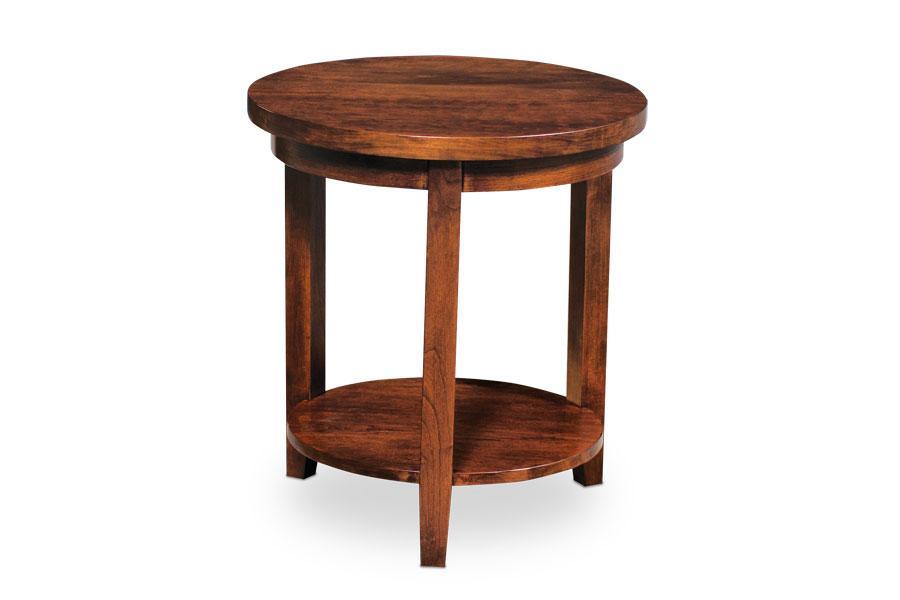 Parkdale Round End Table with Shelf Living Simply Amish