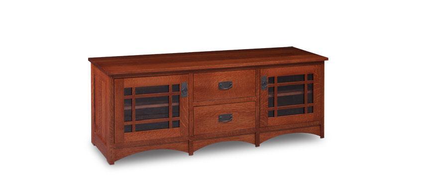 Prairie Mission TV Console Living Simply Amish 62 inch Smooth Cherry