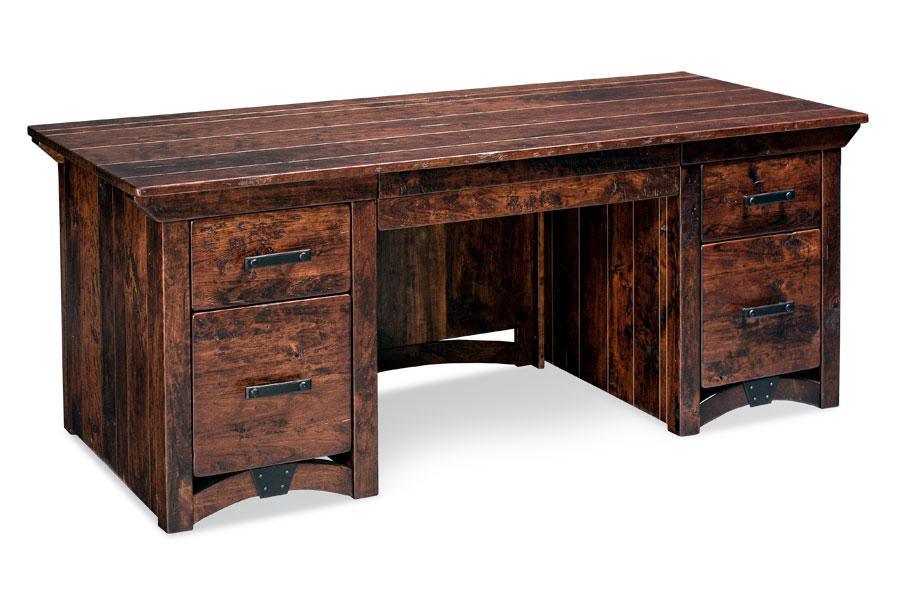 B&O Railroad Trestle Bridge Executive Desk Office Simply Amish Smooth Cherry