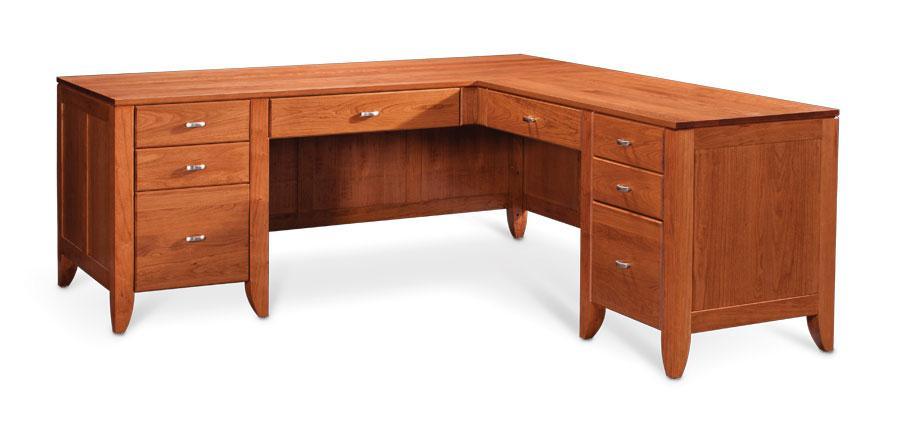 Justine L-Shape Desk Right Return Office Simply Amish Smooth Cherry
