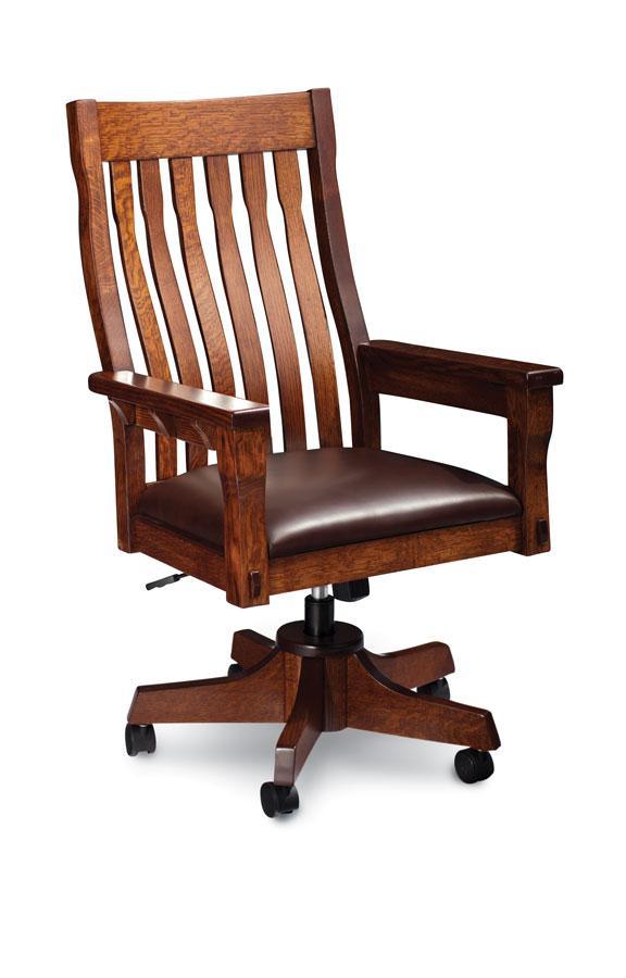 MaRyan Arm Desk Chair Office Simply Amish Gray Performance Fabric Smooth Cherry