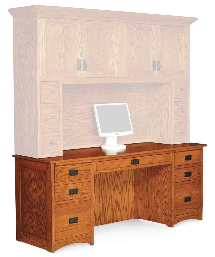 Prairie Mission Computer Credenza Office Simply Amish 62 inch Smooth Cherry