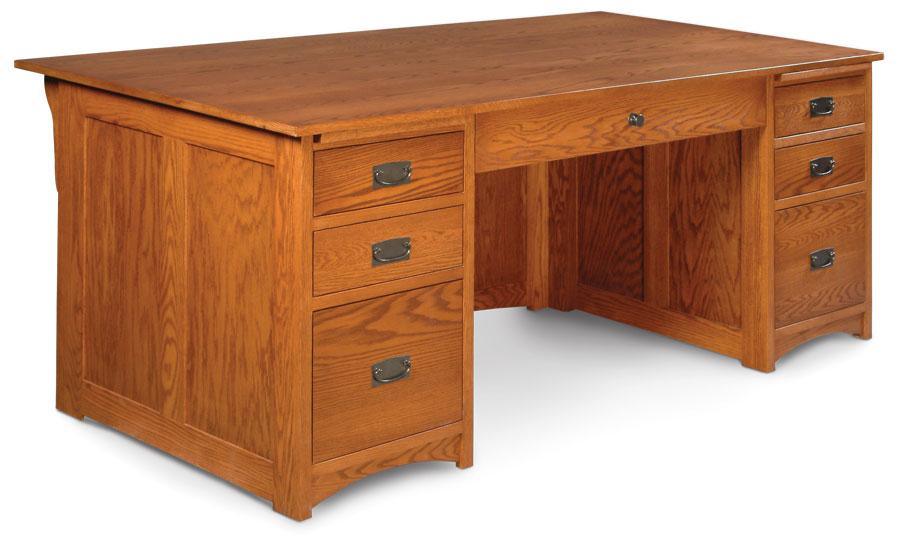 Prairie Mission Executive Desk Office Simply Amish 62 inch Smooth Cherry