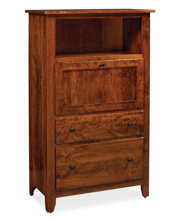 Shenandoah Laptop Cabinet with File Drawer Office Simply Amish Smooth Cherry