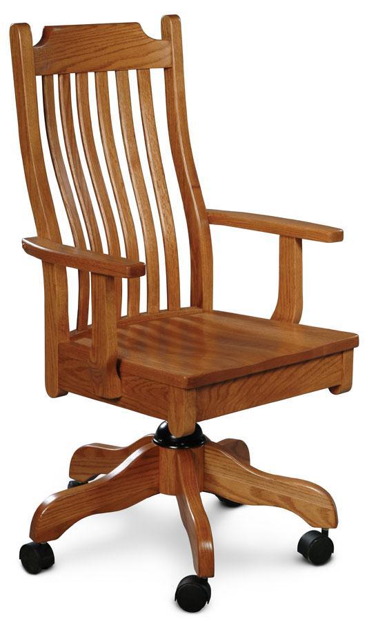 Urbandale Arm Desk Chair Office Simply Amish Gray Performance Fabric Smooth Cherry