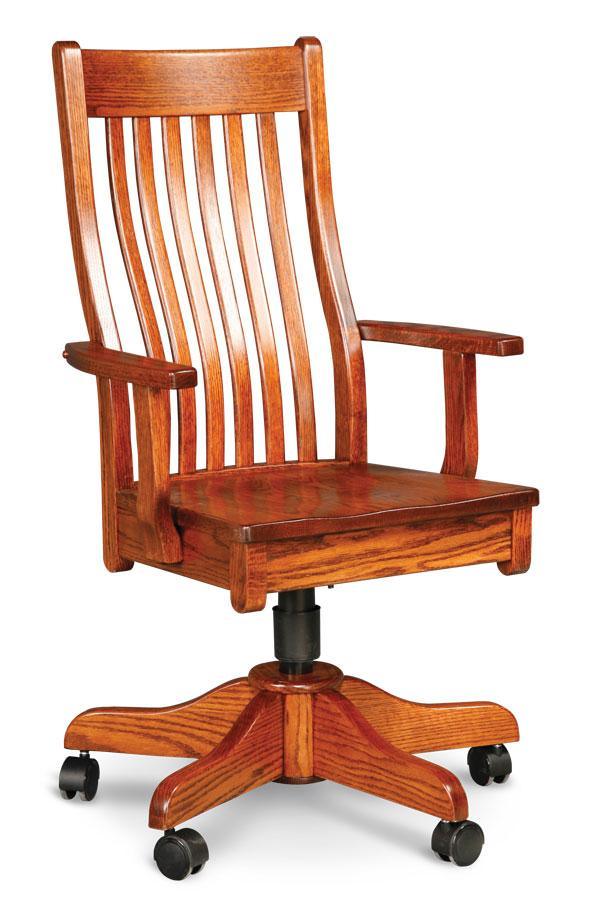 Alameda Arm Desk Chair Office Simply Amish Gray Performance Fabric Smooth Cherry