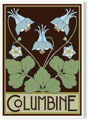 Stylized Craftsman Columbine Print Decor Wildflower Graphics