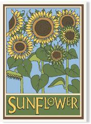 Stylized Craftsman Sunflower Print Decor Wildflower Graphics