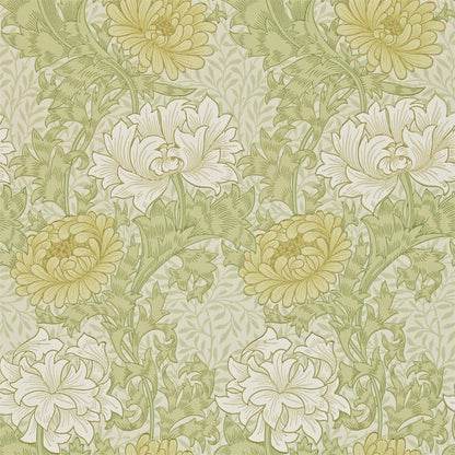 William Morris Chrysanthemum Wallpaper Decor Zoffany Pale Olive 