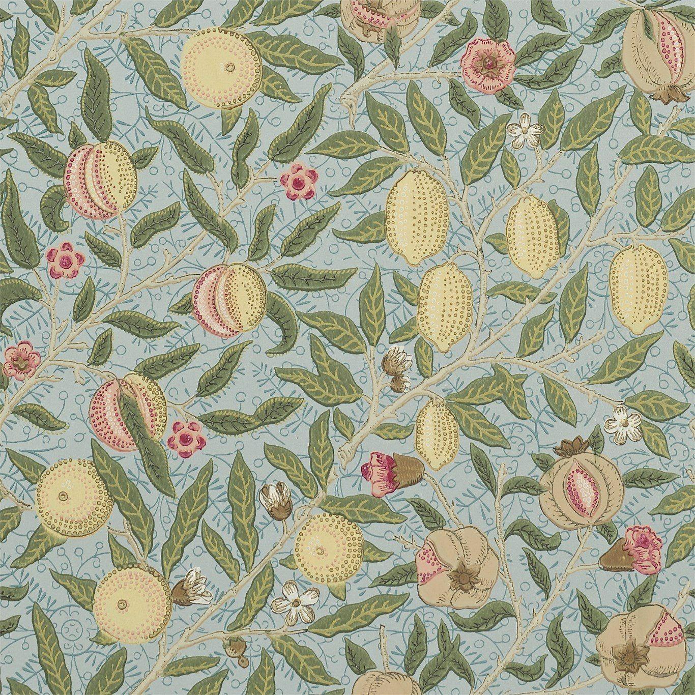 William Morris Fruit Wallpaper Decor Zoffany Slate/Thyme 