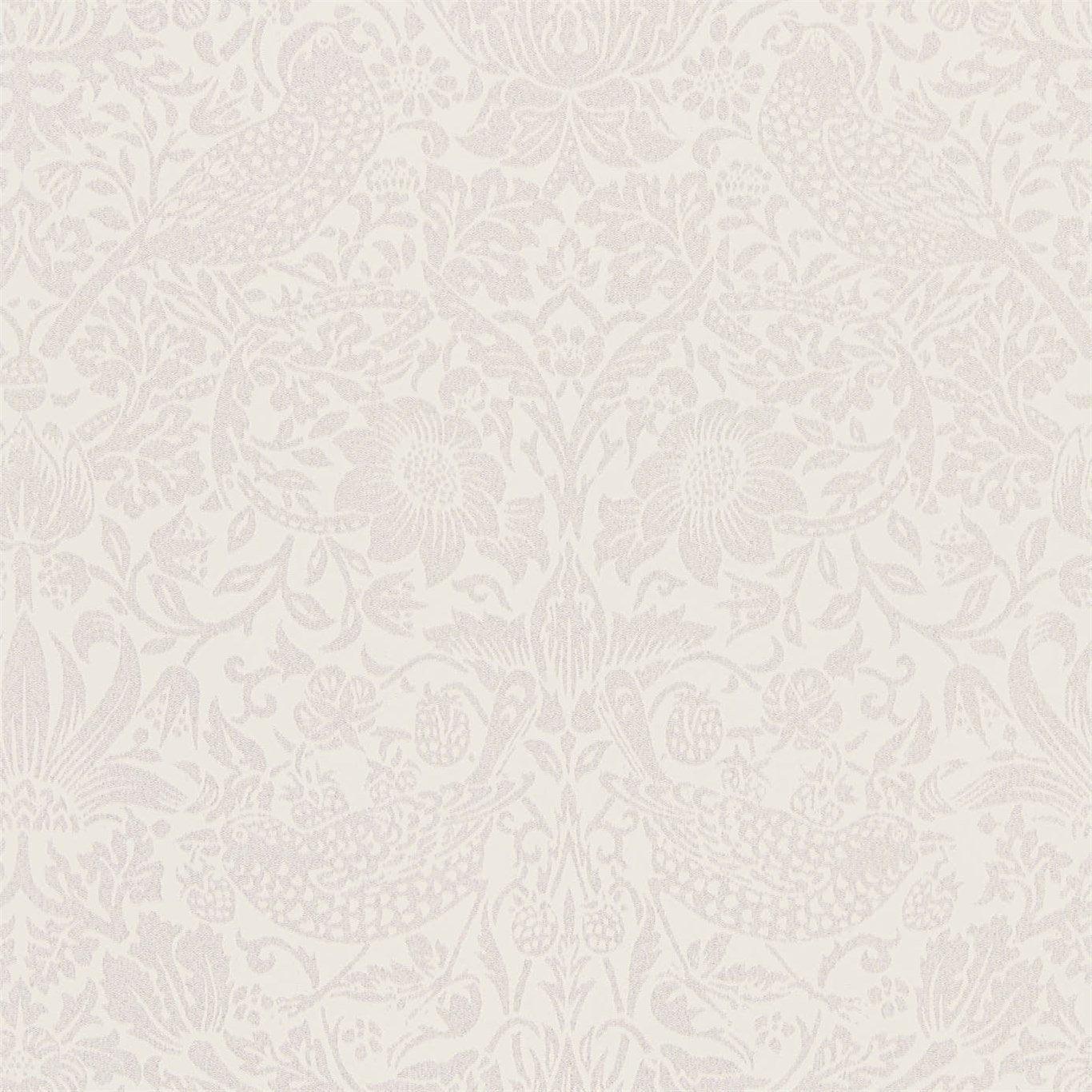 William Morris Pure Strawberry Thief Wallpaper Decor Zoffany Oyster/Chalk 