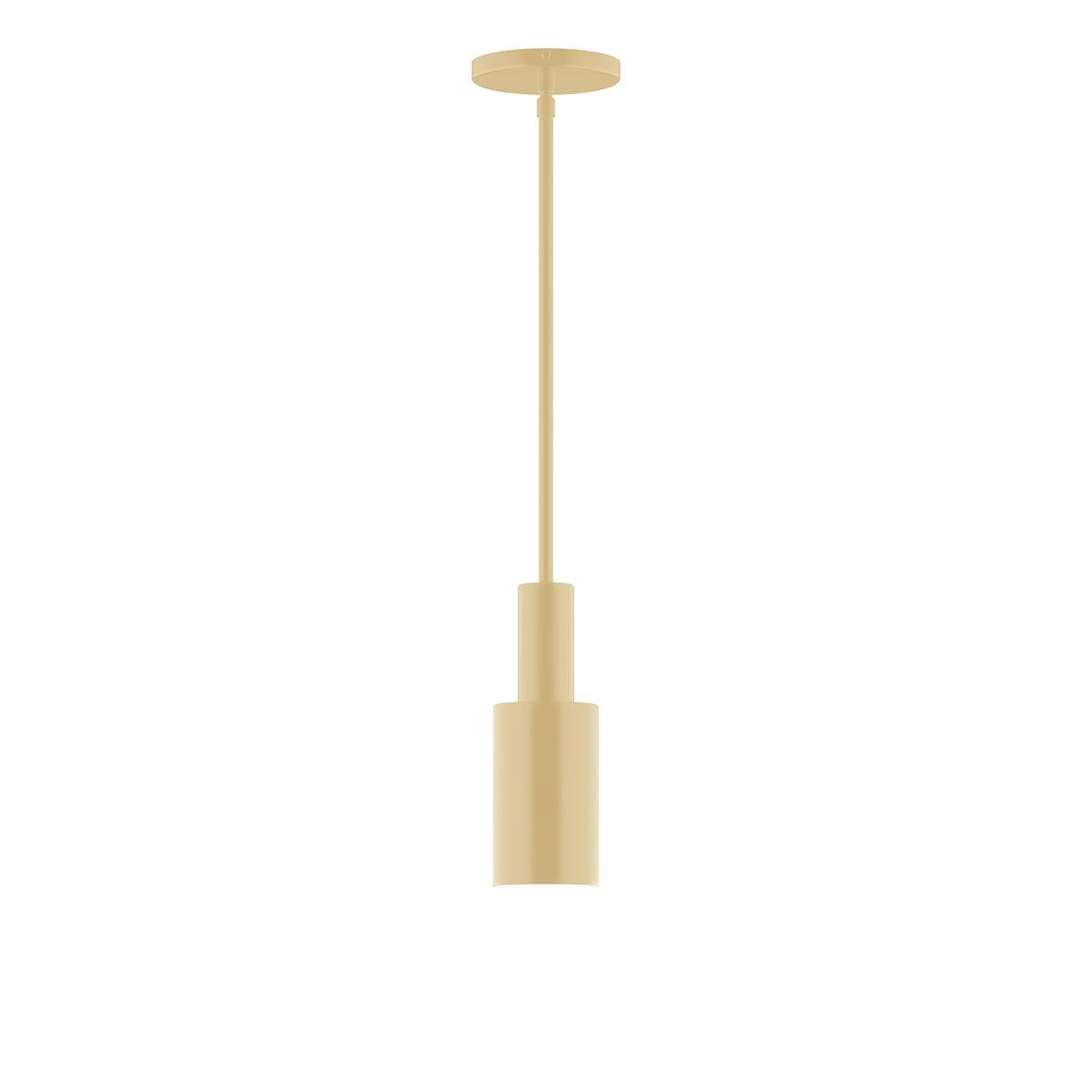 Yellow Stack Cylinder Pendant light with a modern geometric design and matching stem.