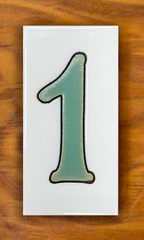 Plain Green on White 3x6 Address Number Tiles
