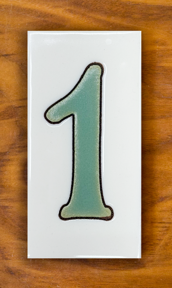 Plain Green on White 3x6 Address Number Tiles