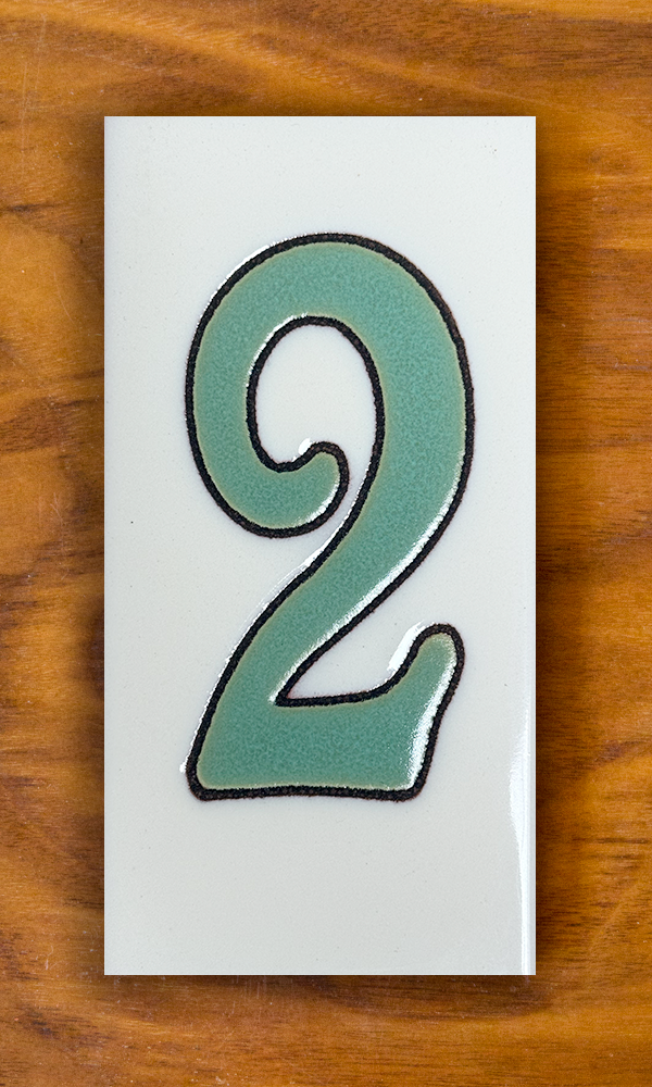 Plain Green on White 3x6 Address Number Tiles