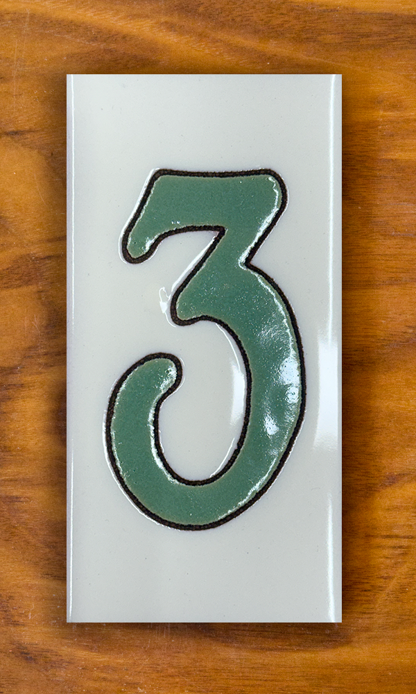Plain Green on White 3x6 Address Number Tiles