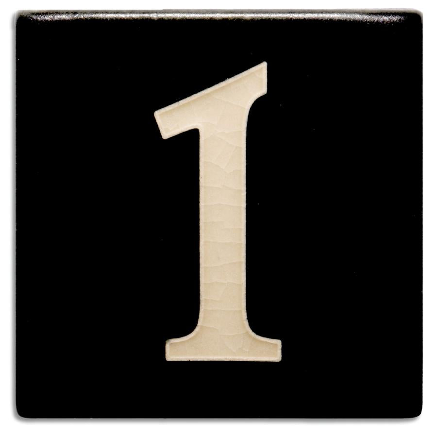 Black 4 inch Number Tile