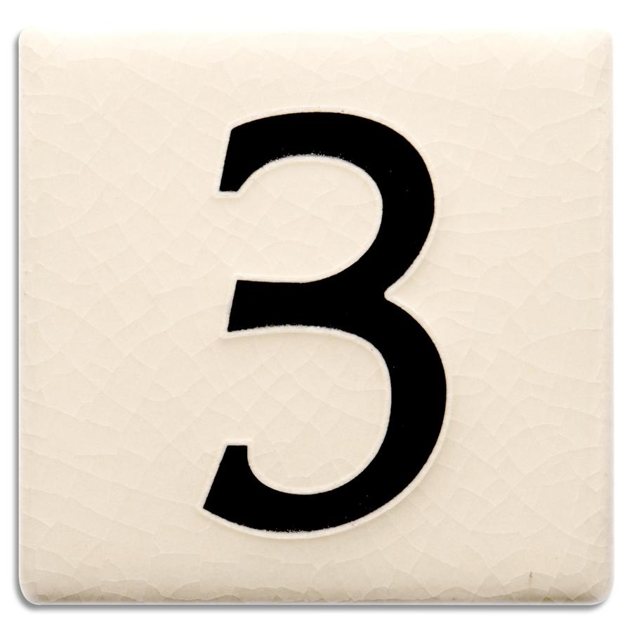 White 4 inch Number Tile