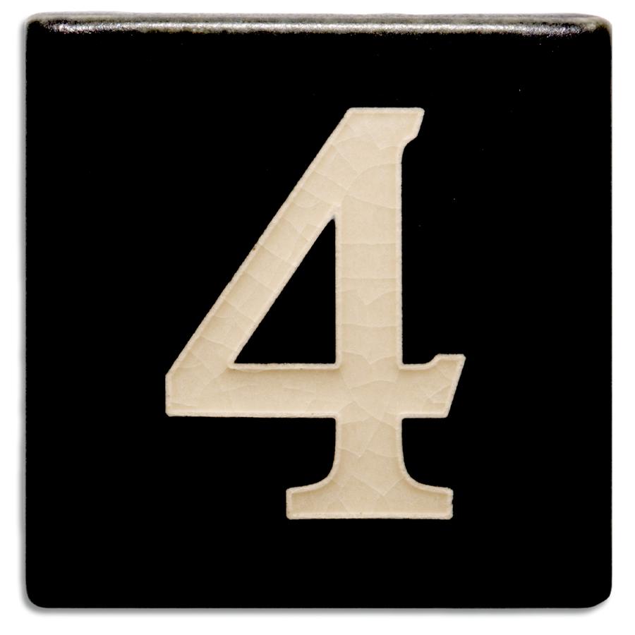 Black 4 inch Number Tile