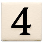 White 4 inch Number Tile