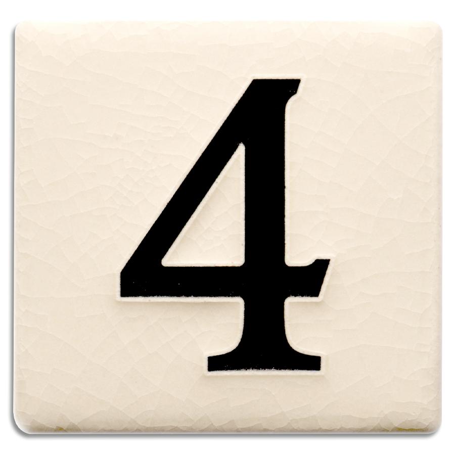 White 4 inch Number Tile
