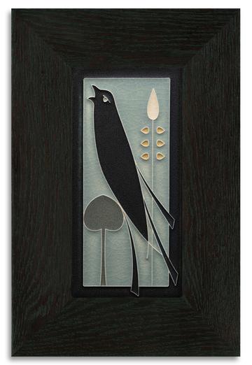 Grey Blue Songbird 4x8 Tile - Left Facing