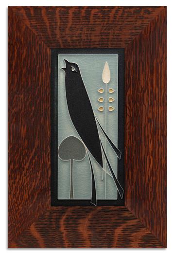 Grey Blue Songbird 4x8 Tile - Left Facing
