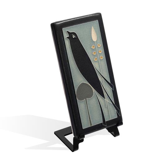 Grey Blue Songbird 4x8 Tile - Left Facing