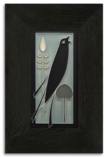 Grey Blue Songbird 4x8 Tile - Right Facing