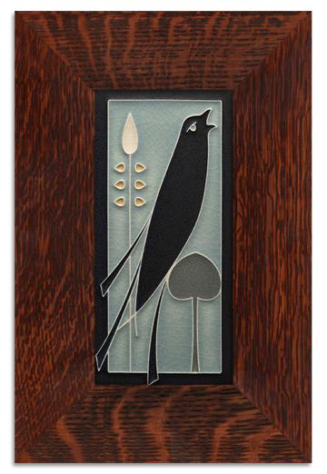 Grey Blue Songbird 4x8 Tile - Right Facing