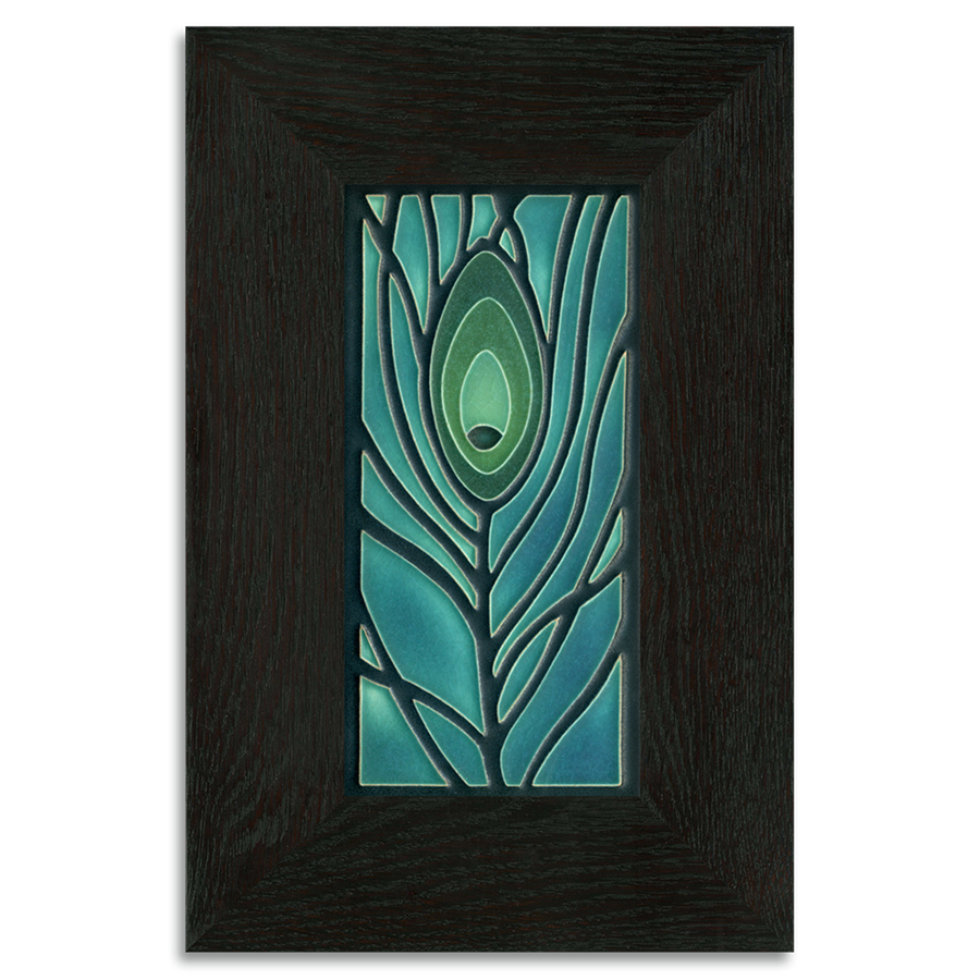 Peacock Blue Feather Tile - 4x8