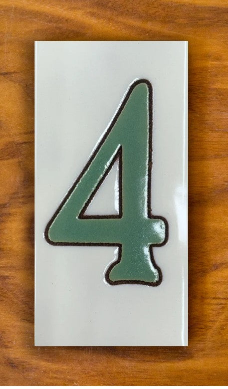 Plain Green on White 3x6 Address Number Tiles
