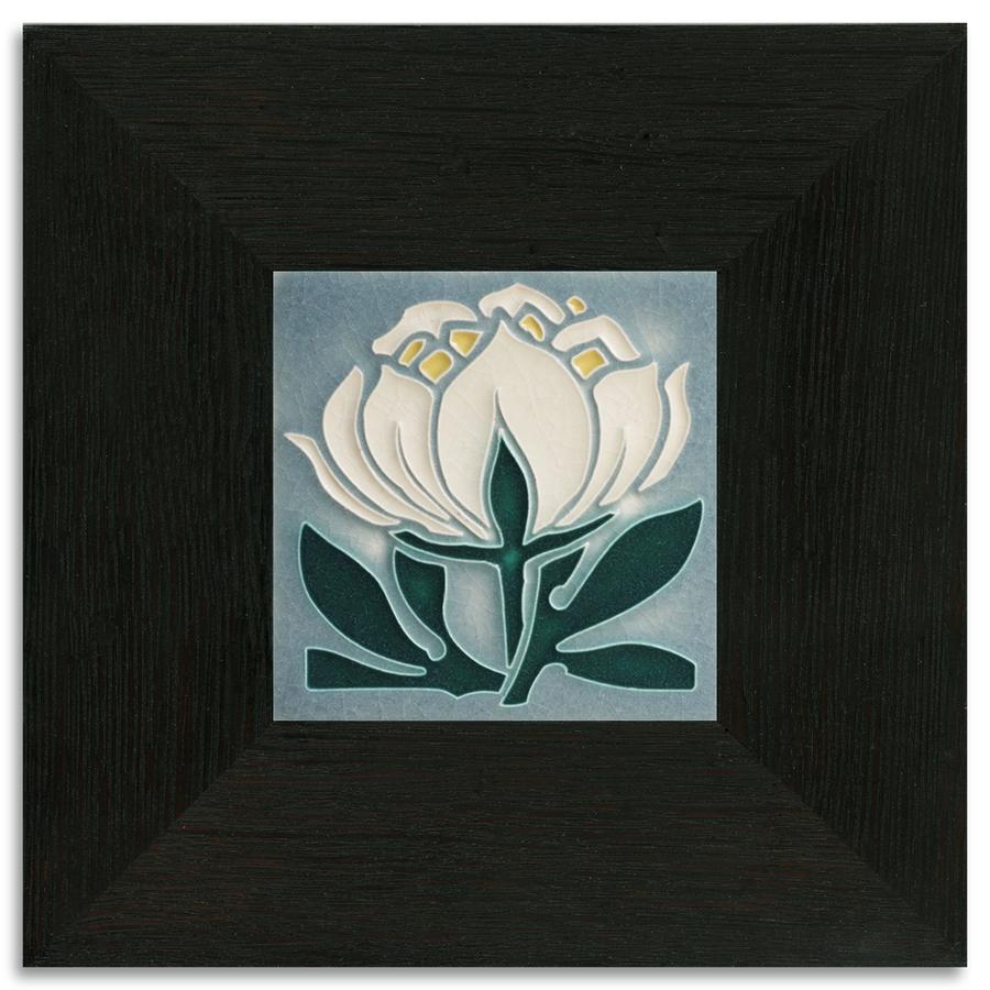 Peony Bloom Grey Blue Tile - 4x4