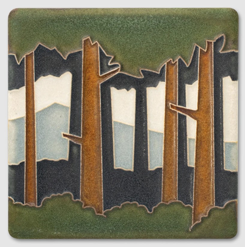 Motawi Pine Landscape Mountain Tile - 4x4 – Modern Bungalow Furniture ...