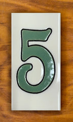 Plain Green on White 3x6 Address Number Tiles