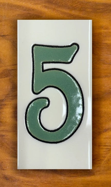 Plain Green on White 3x6 Address Number Tiles
