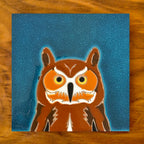 Great Horned Owl Art Tile Trivet-6x6
