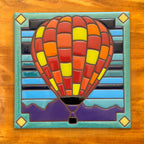 Patchwork Hot Air Balloon Art Tile Trivet-6x6