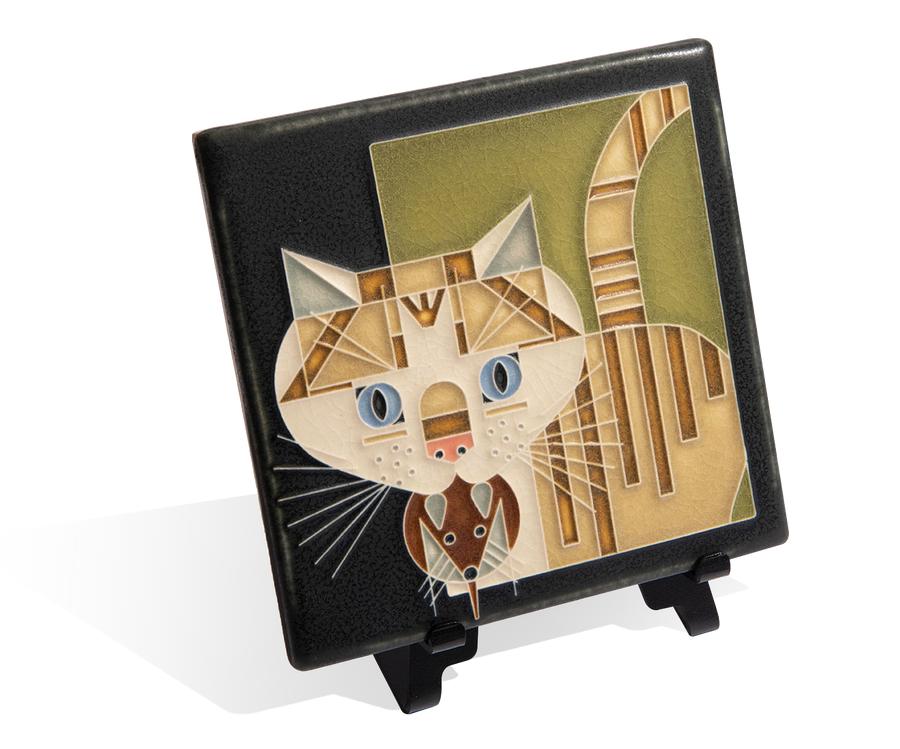 Barn Kitty Green Tile - 6x6