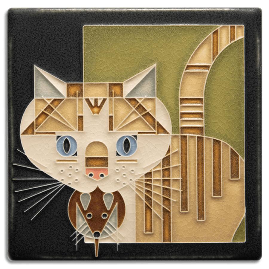 Barn Kitty Green Tile - 6x6