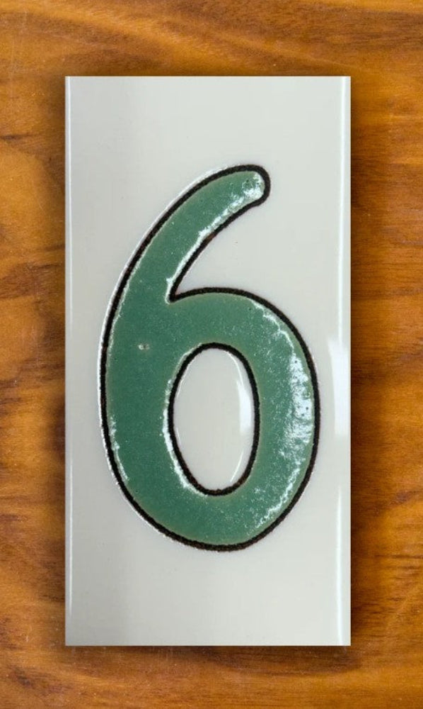 Plain Green on White 3x6 Address Number Tiles