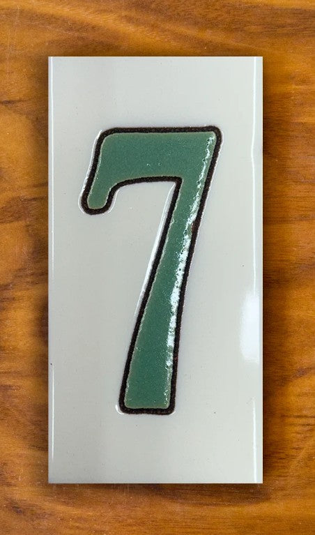 Plain Green on White 3x6 Address Number Tiles