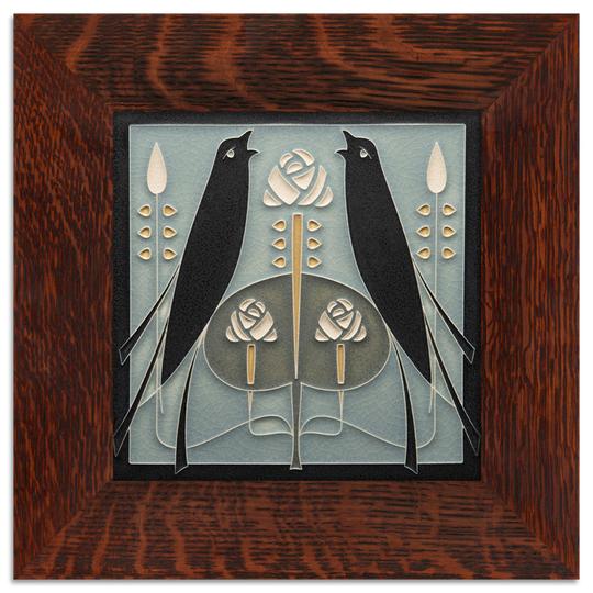 Grey Blue Songbird Tile - 8x8
