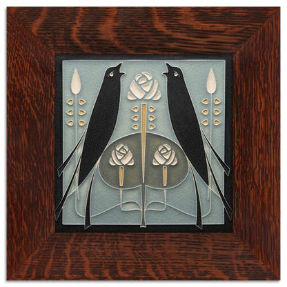 Grey Blue Songbird Tile - 8x8