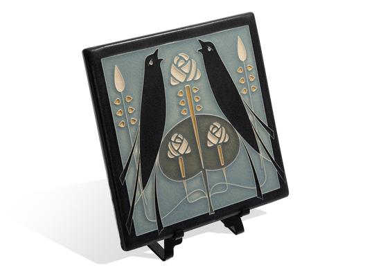 Grey Blue Songbird Tile - 8x8