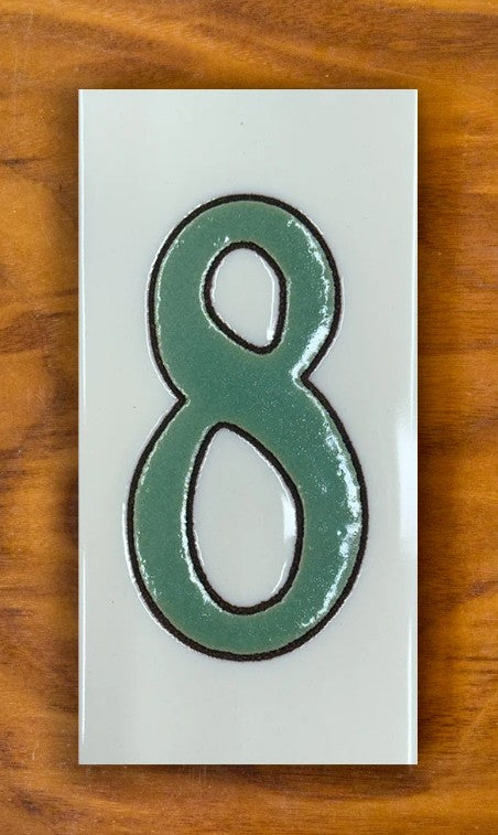 Plain Green on White 3x6 Address Number Tiles