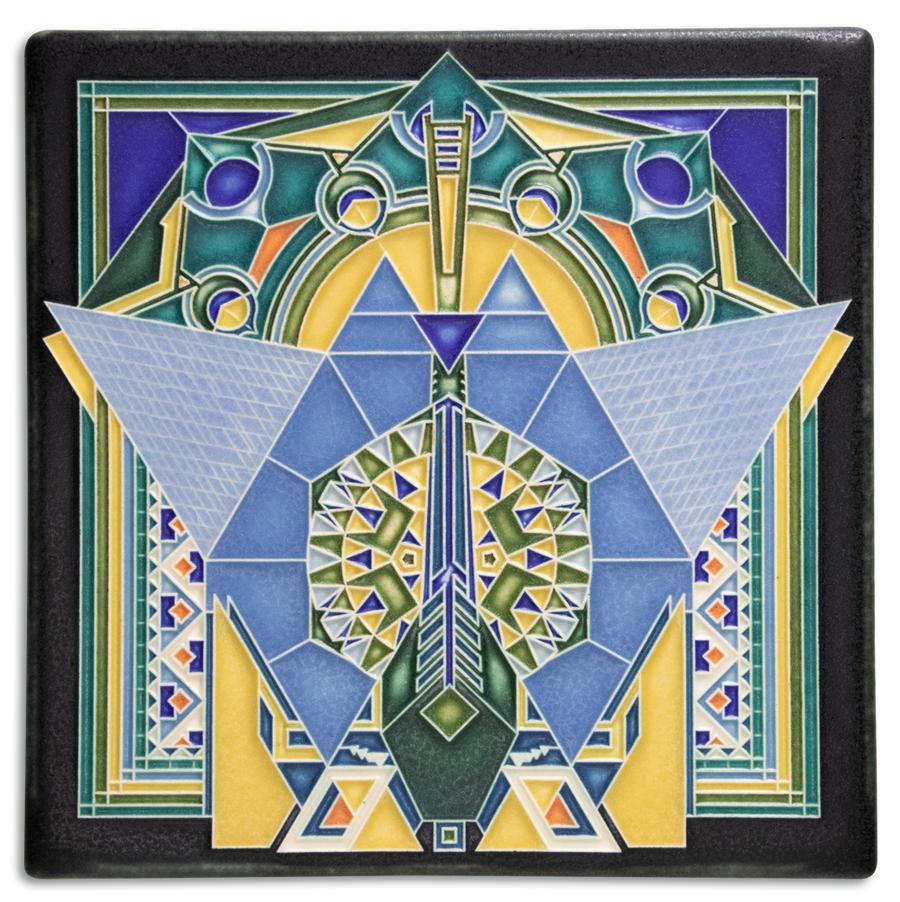 FLW Imperial Peacock Motawi tile - 8x8