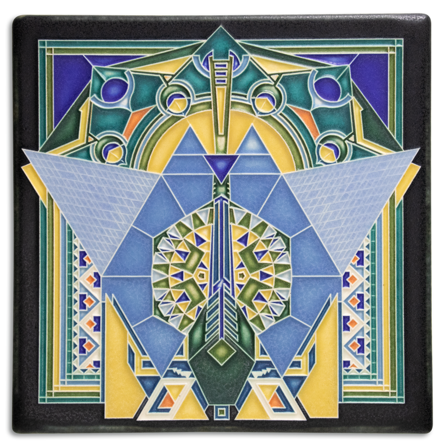 FLW Imperial Peacock Motawi tile - 8x8