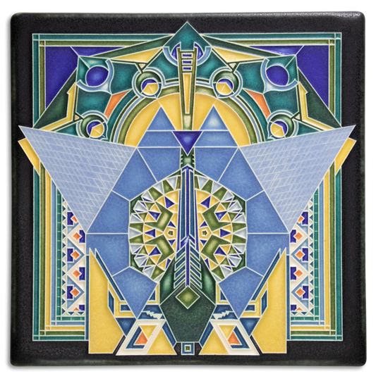 FLW Imperial Peacock Motawi tile - 8x8