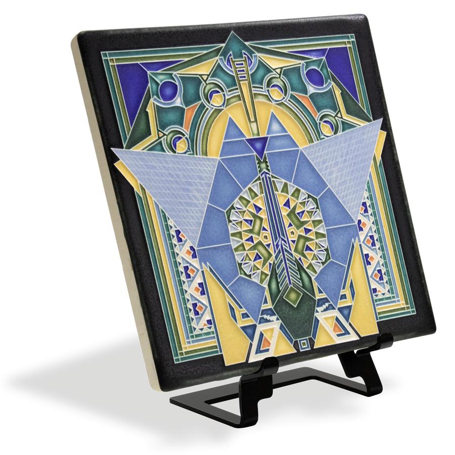FLW Imperial Peacock Motawi tile - 8x8